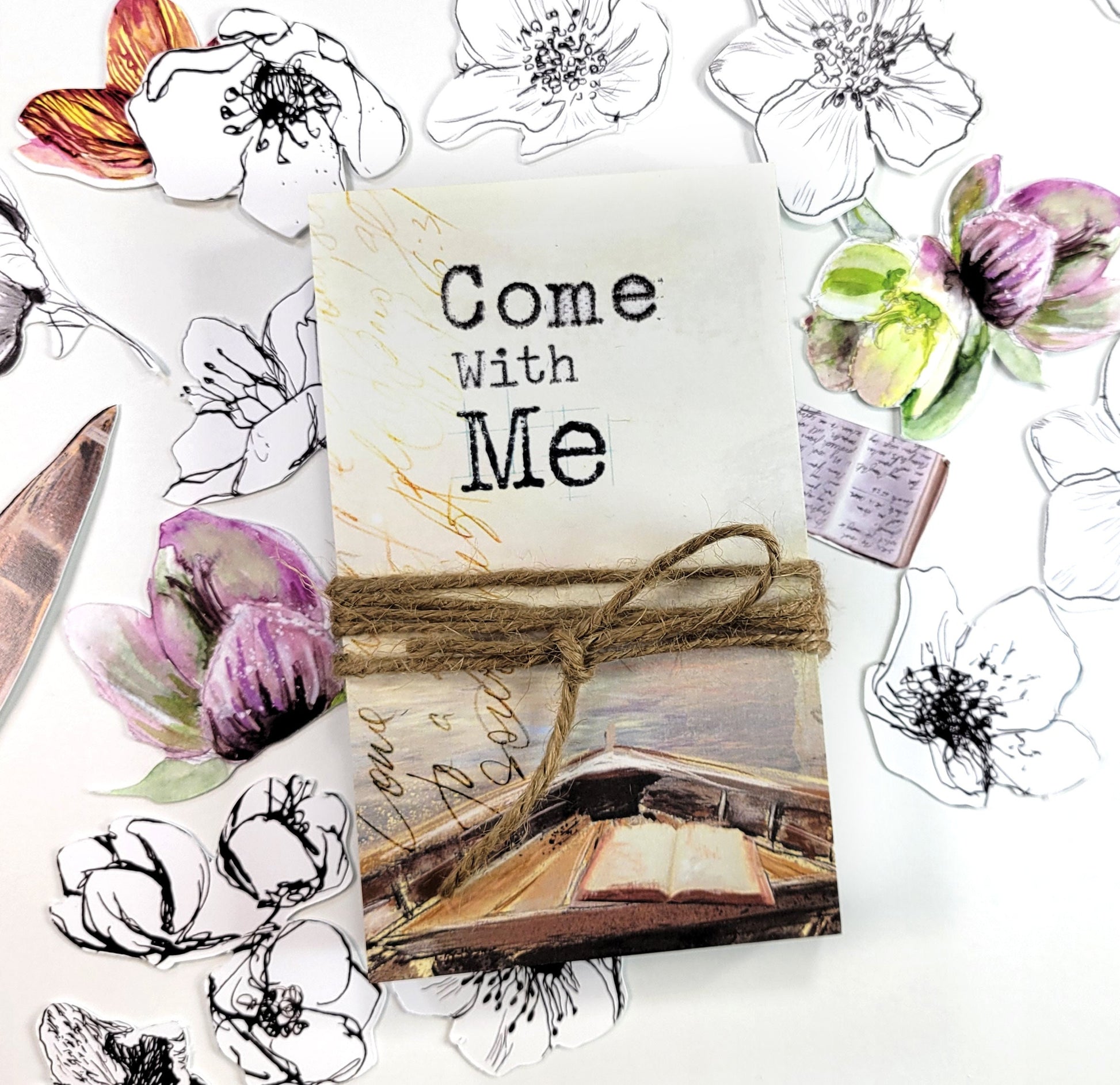 Come with Me - set of 40 illustrated Bible Journaling Cards with Bible verses