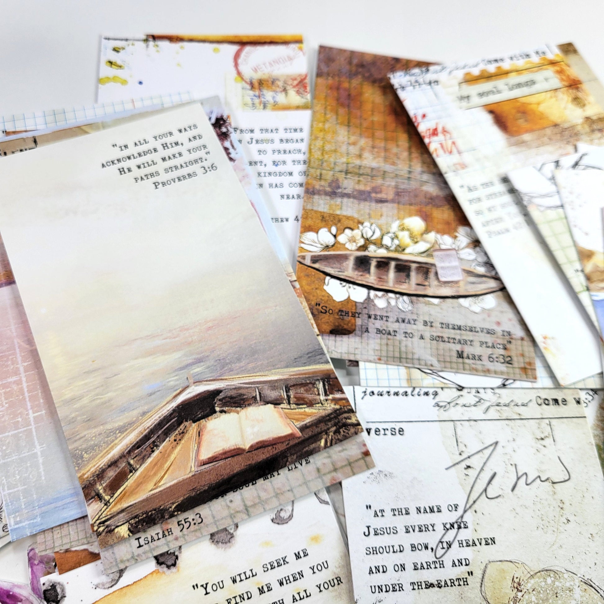 Come with Me - set of 40 illustrated Bible Journaling Cards with Bible verses