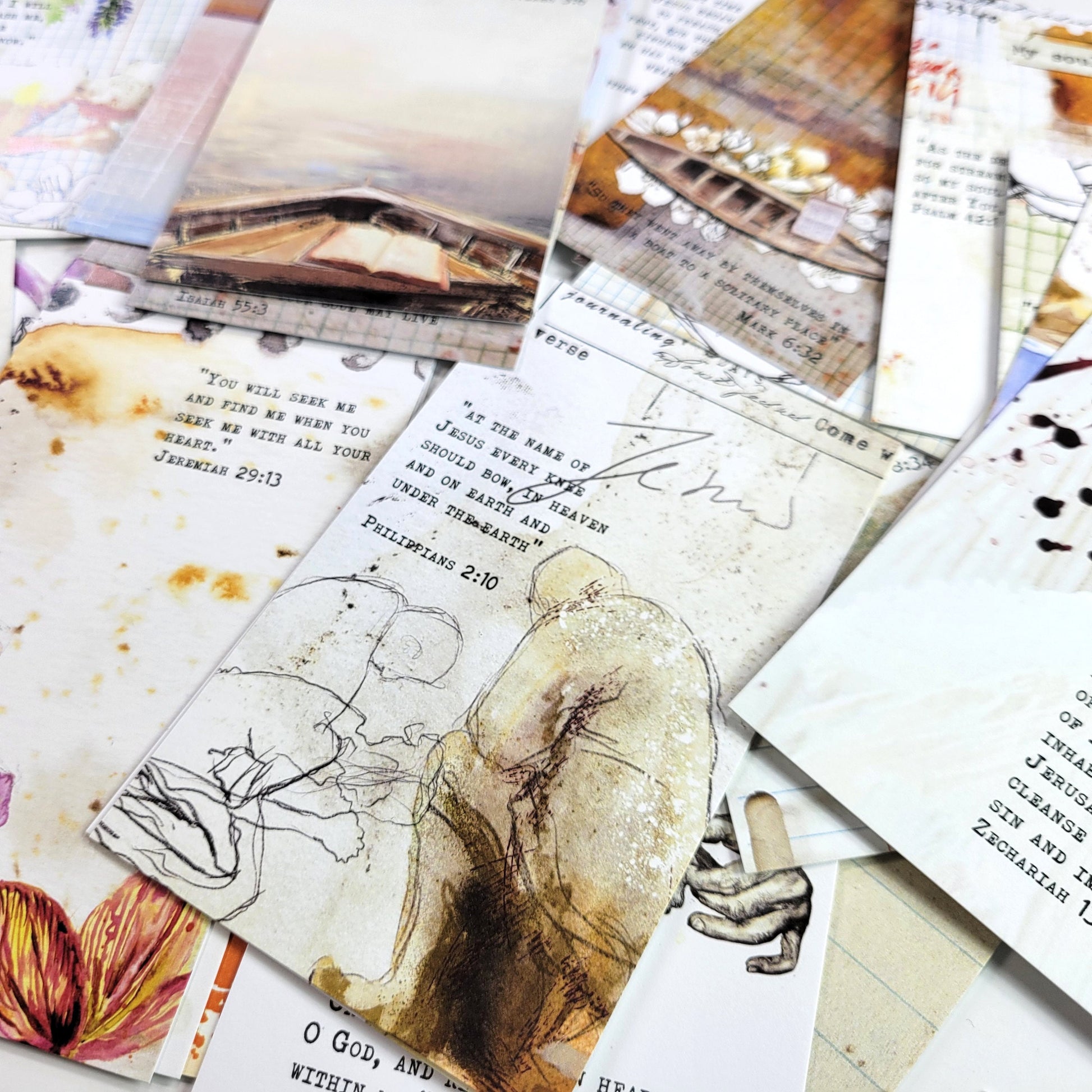 Come with Me - set of 40 illustrated Bible Journaling Cards with Bible verses