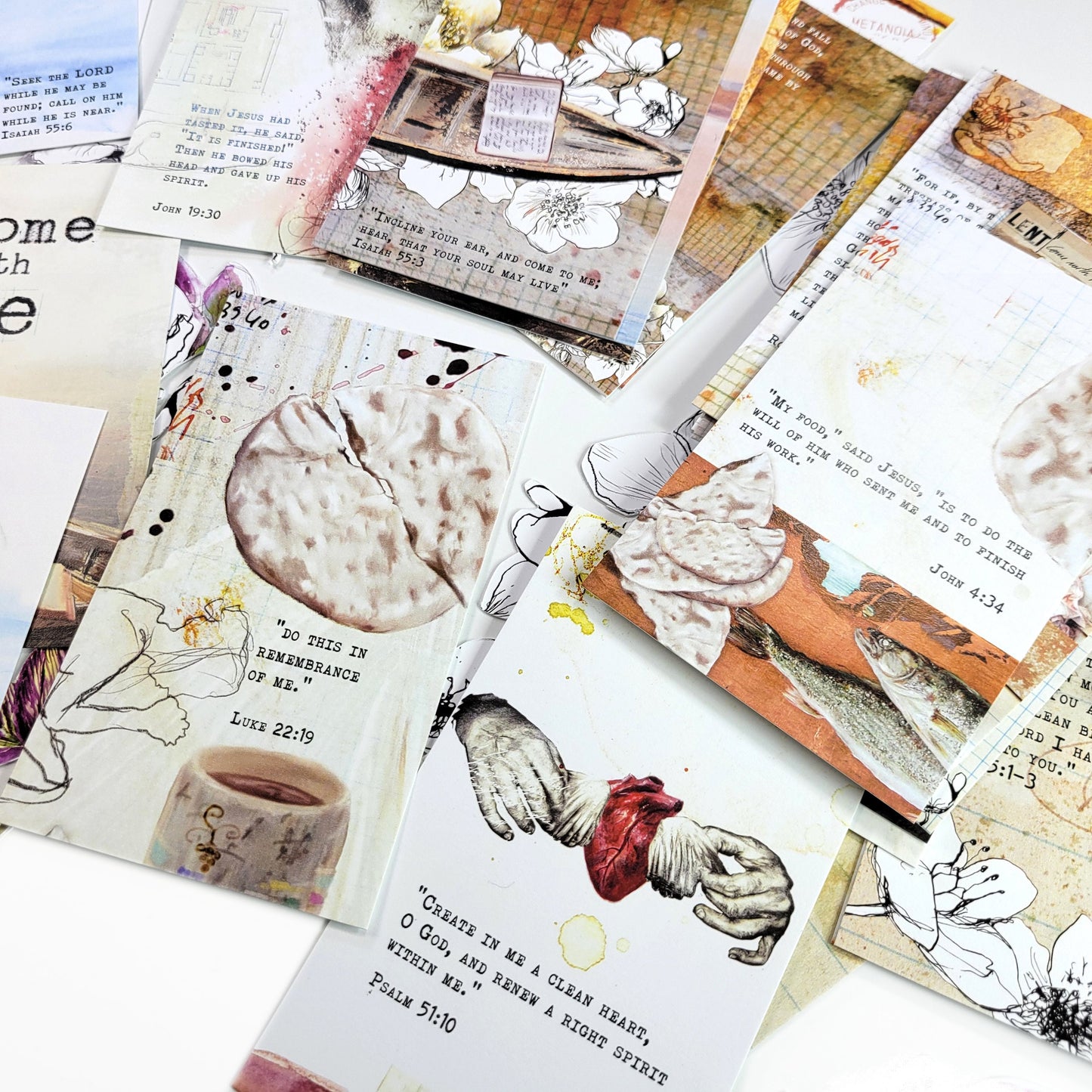 Come with Me - set of 40 illustrated Bible Journaling Cards with Bible verses