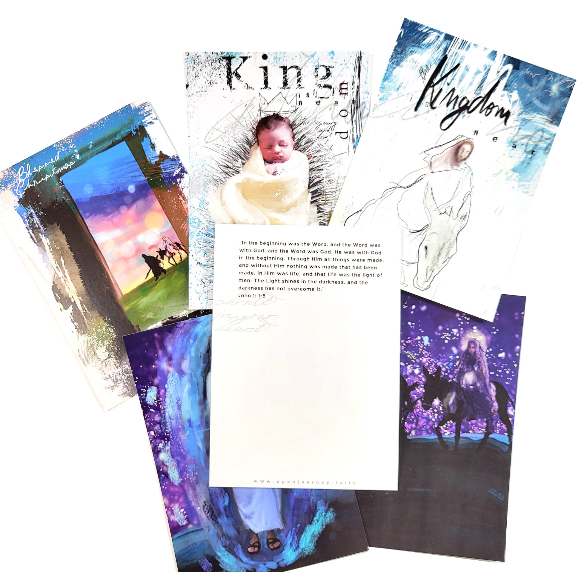 Set of 6 Advent, Christmas cards or prayer cards