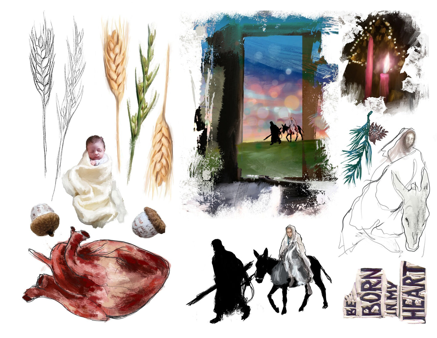 Born in my heart - ADVENT creative bible study / Bible journaling creative devotional kit