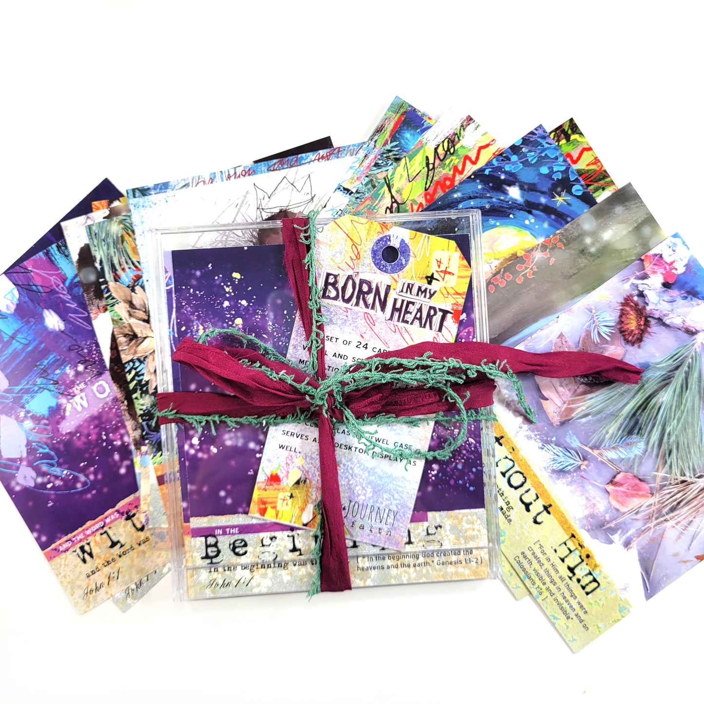 Born in my Heart - Advent 24 large card set with stand