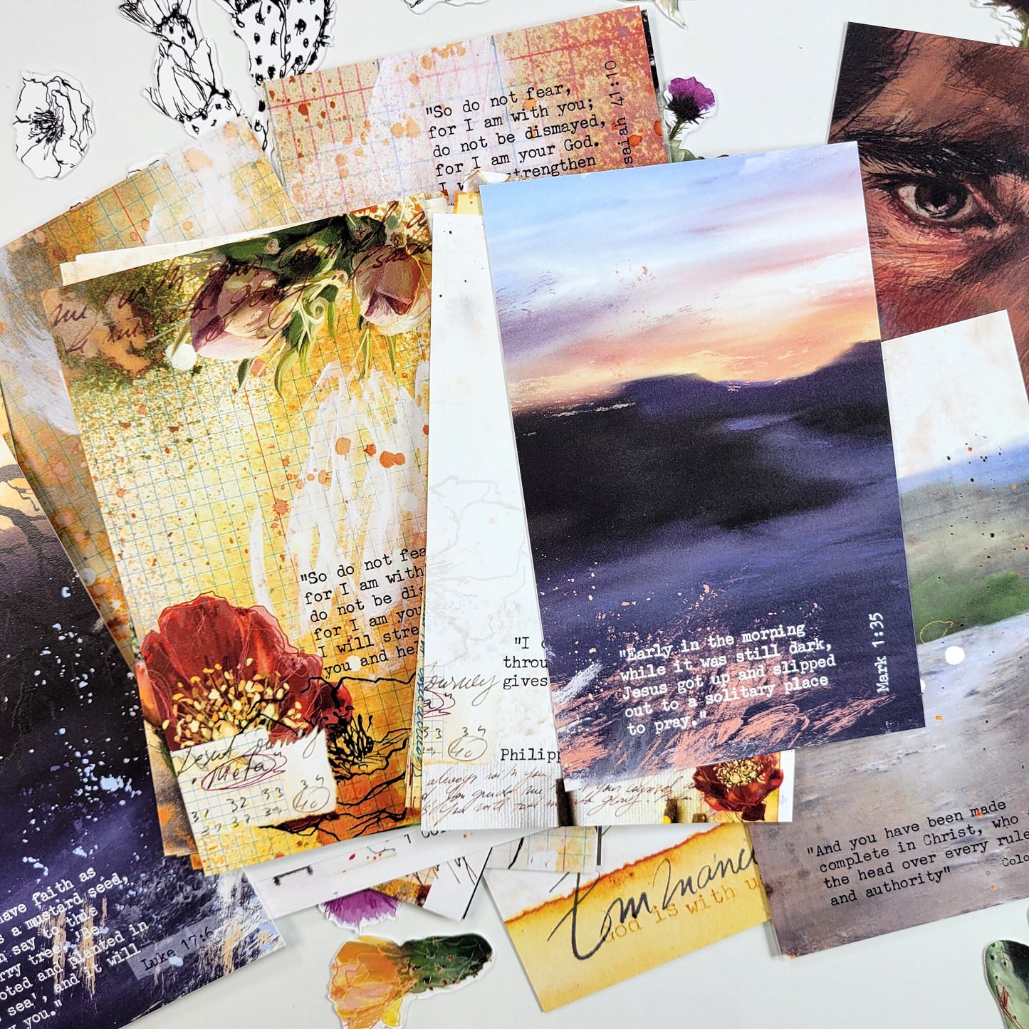 With You - set of 40 illustrated Bible Journaling Cards with Bible verses