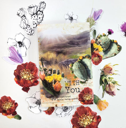 With You - set of 40 illustrated Bible Journaling Cards with Bible verses