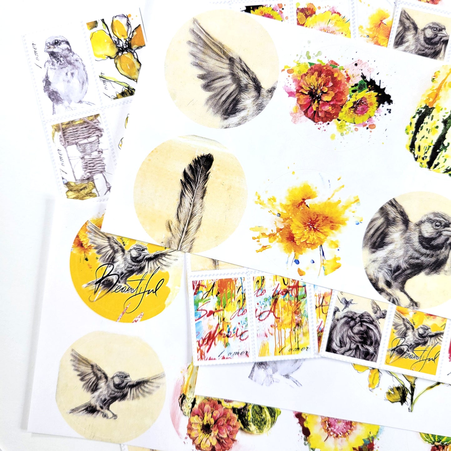 Beautiful 3 - ADD ON Post Stamps and circular stickers