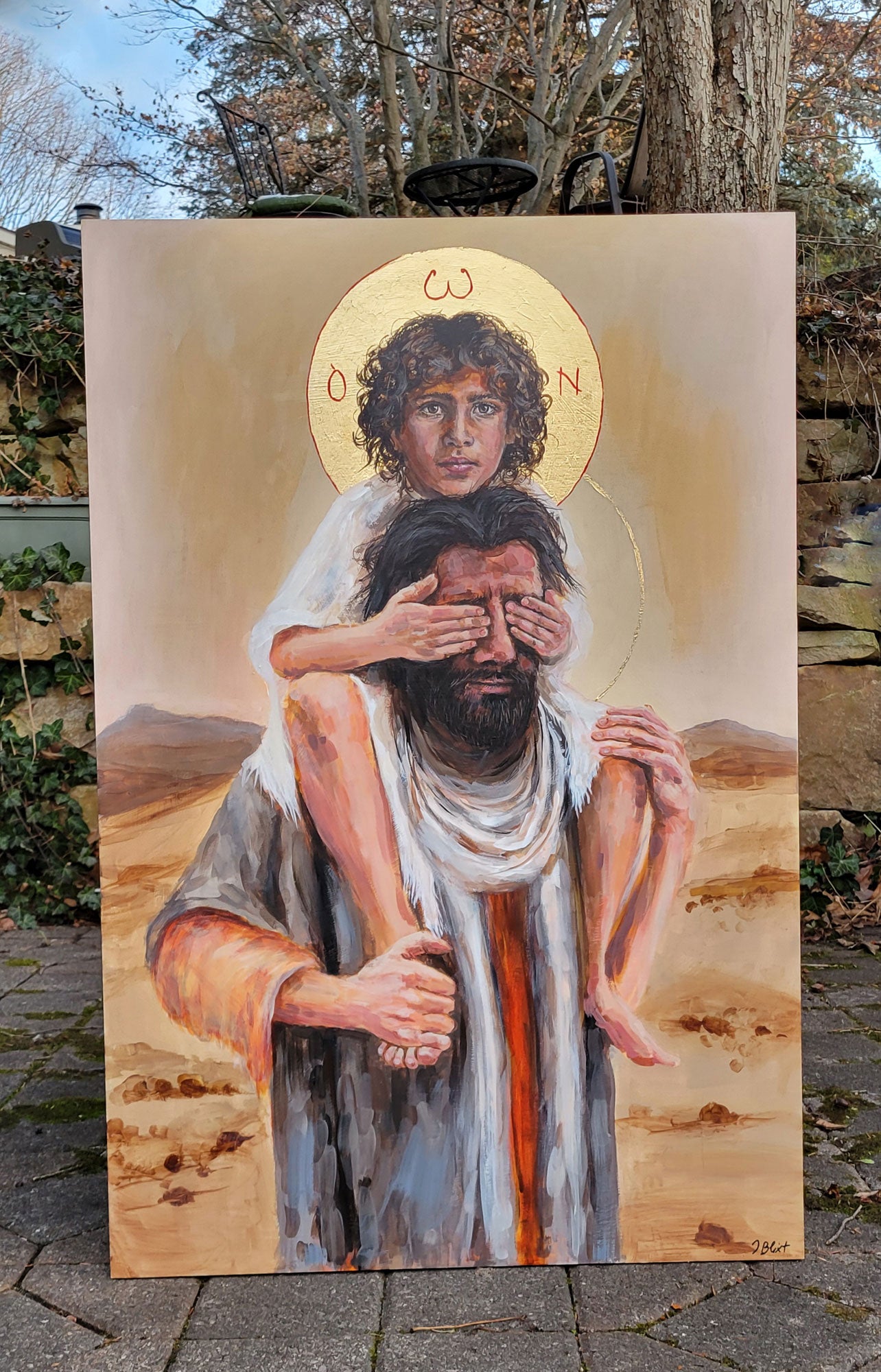 Trust: Jesus and Joseph original acrylic painting