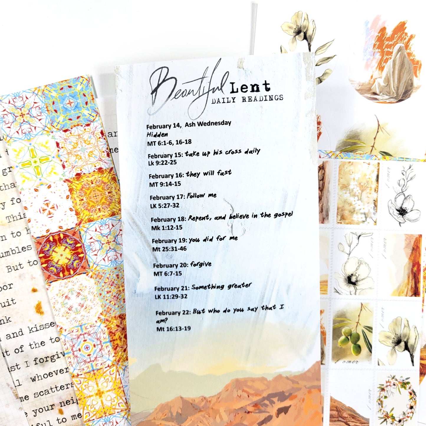 Beautiful 6 - ADD ON  - LENT Scripture reading plan, Post Stamps and word stickers
