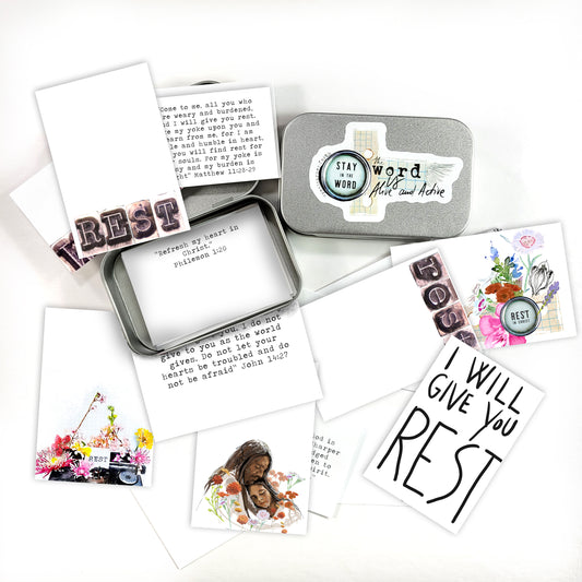 Rest ADD ON - Bible Verse cards with option of Tin Box