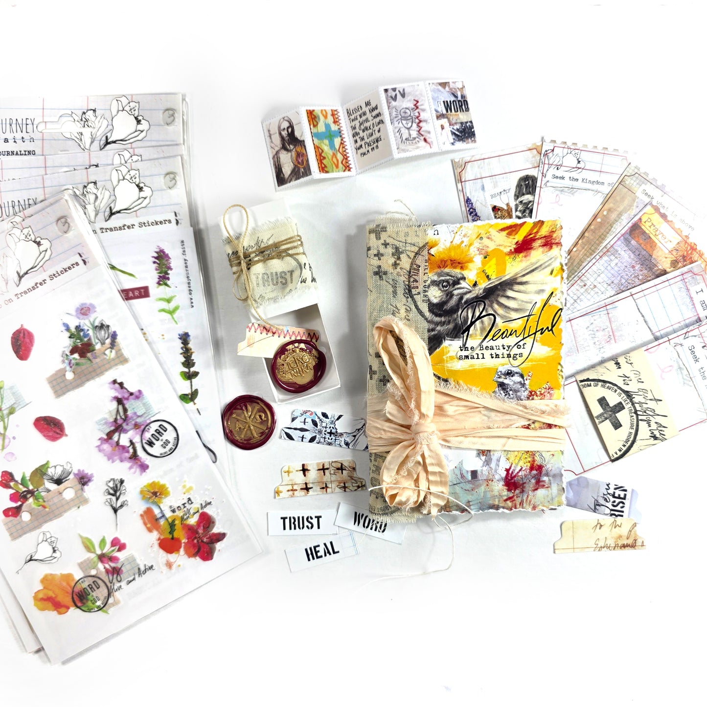 Creative Faith Journal - Gathered Grace No. 3, Handmade mix media journal