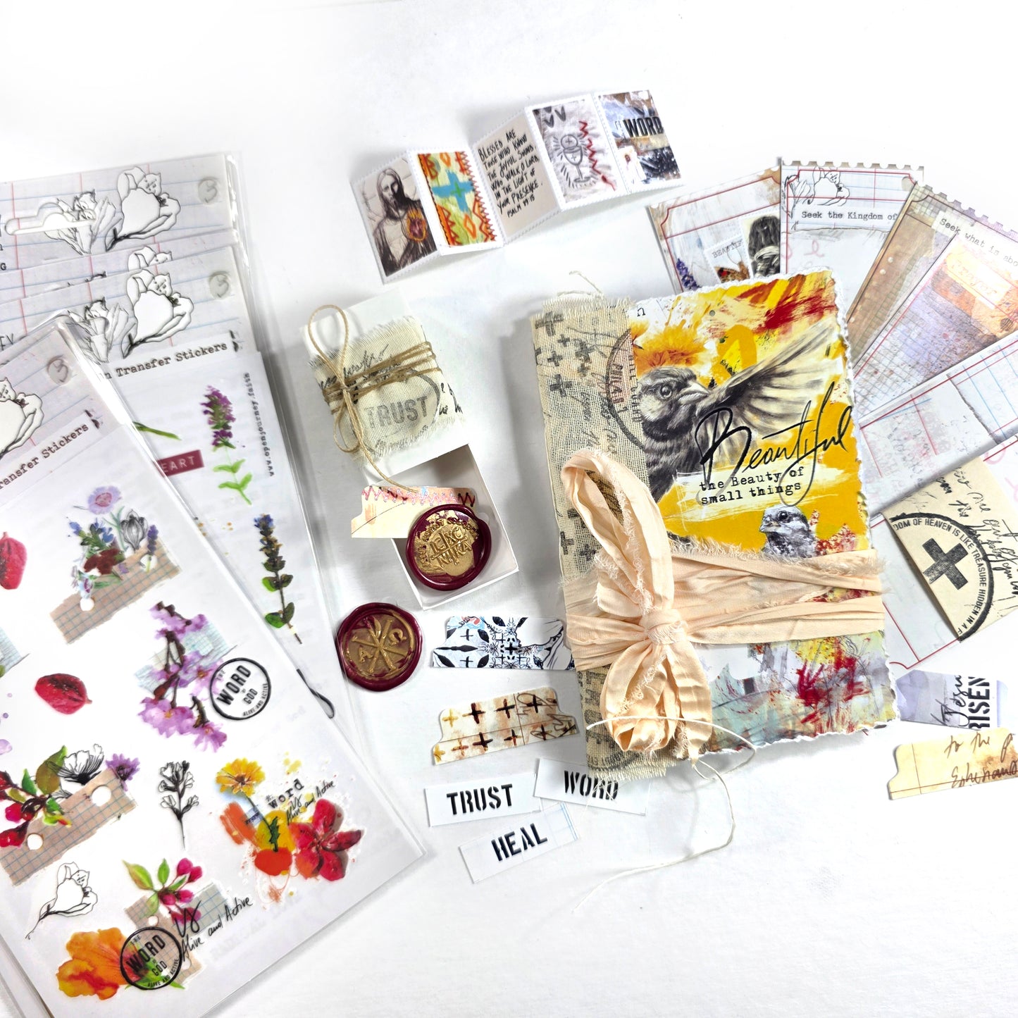 Creative Faith Journal - Gathered Grace No. 18, Handmade mix media journal