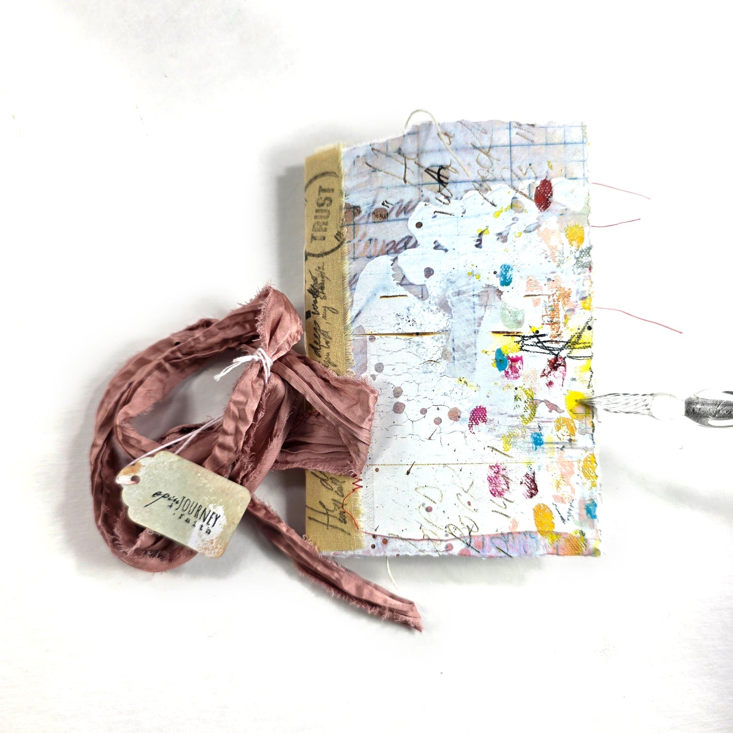 Creative Faith Journal - Gathered Grace No. 8, Handmade mix media journal