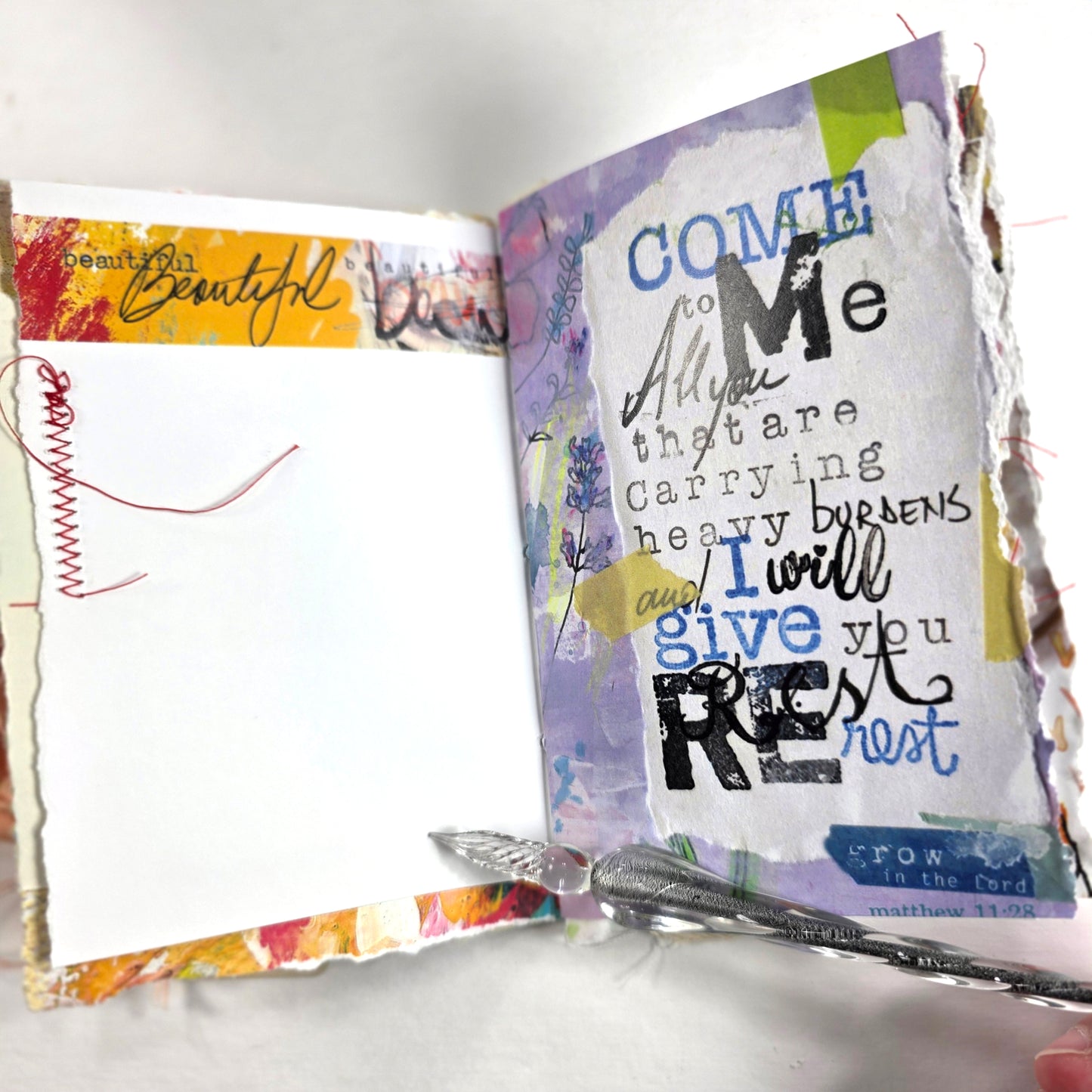 Creative Faith Journal - Gathered Grace No. 21, Handmade mix media journal