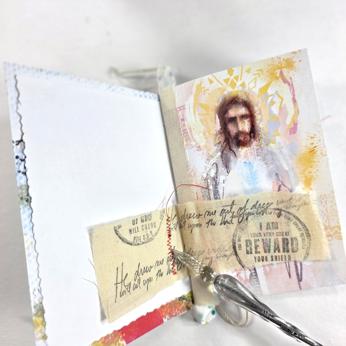 Creative Faith Journal - Gathered Grace No. 5, Handmade mix media journal