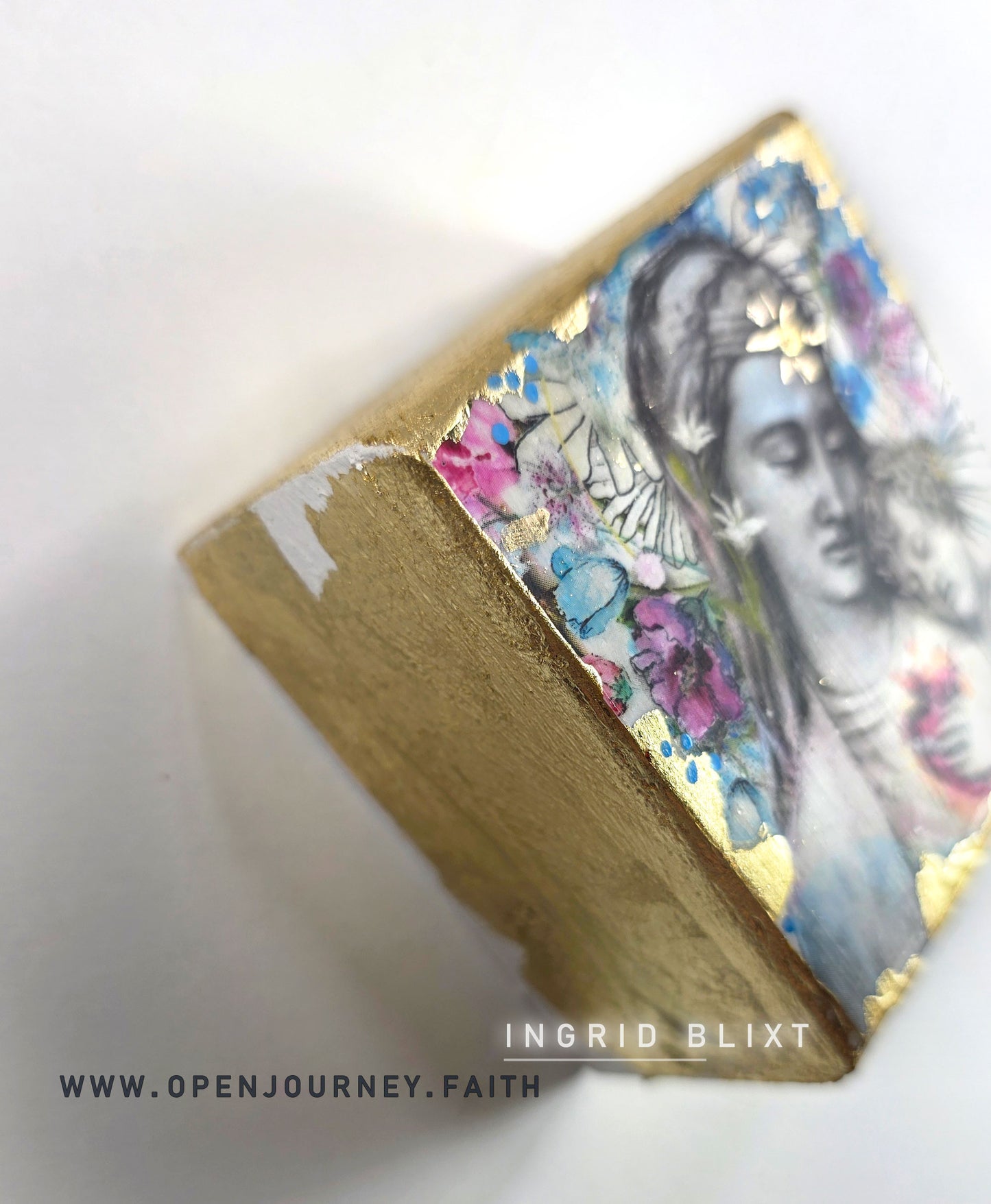 Blessed Mother and Jesus - mix media small Icon