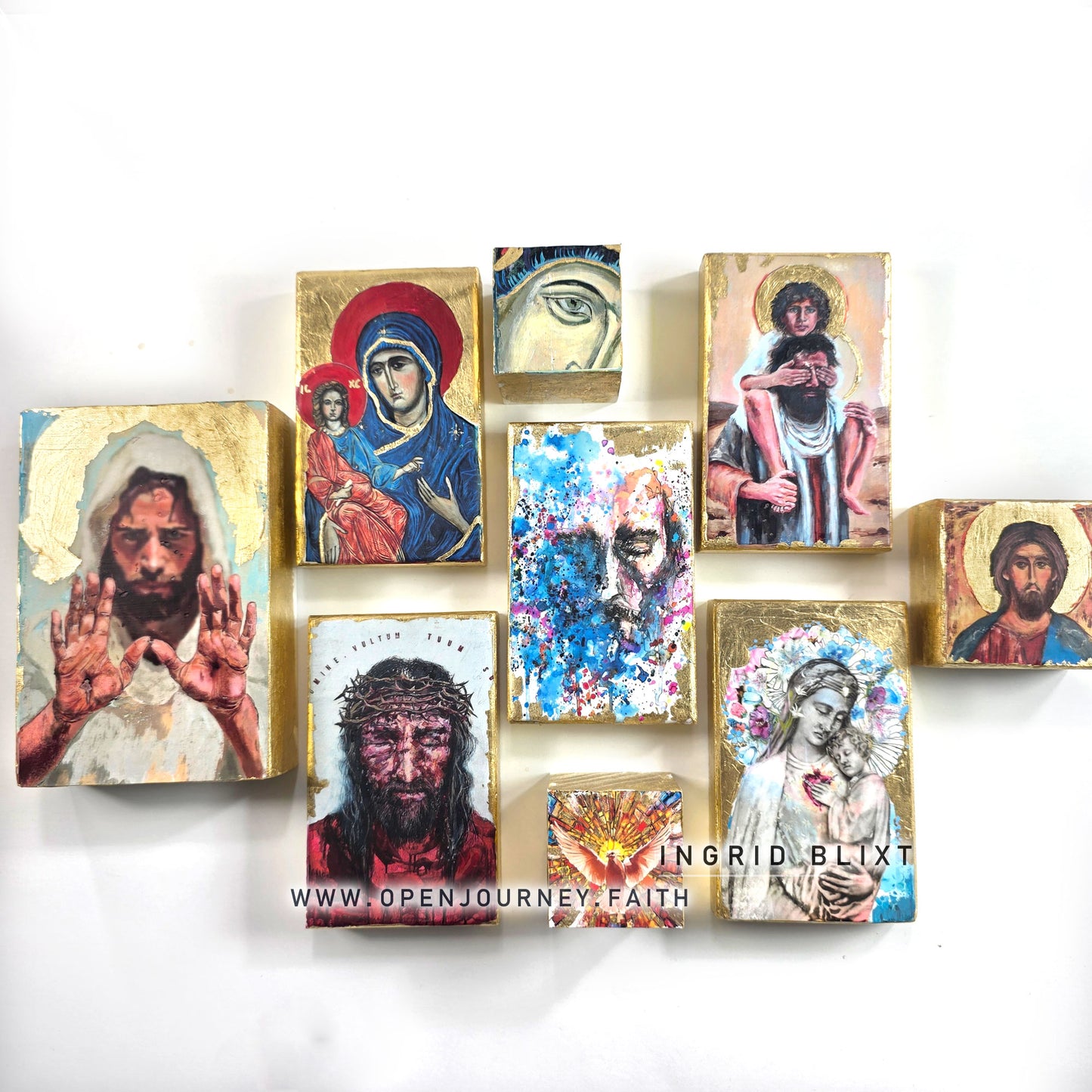 Blessed Mother and Jesus - mix media Byzantine style Icon