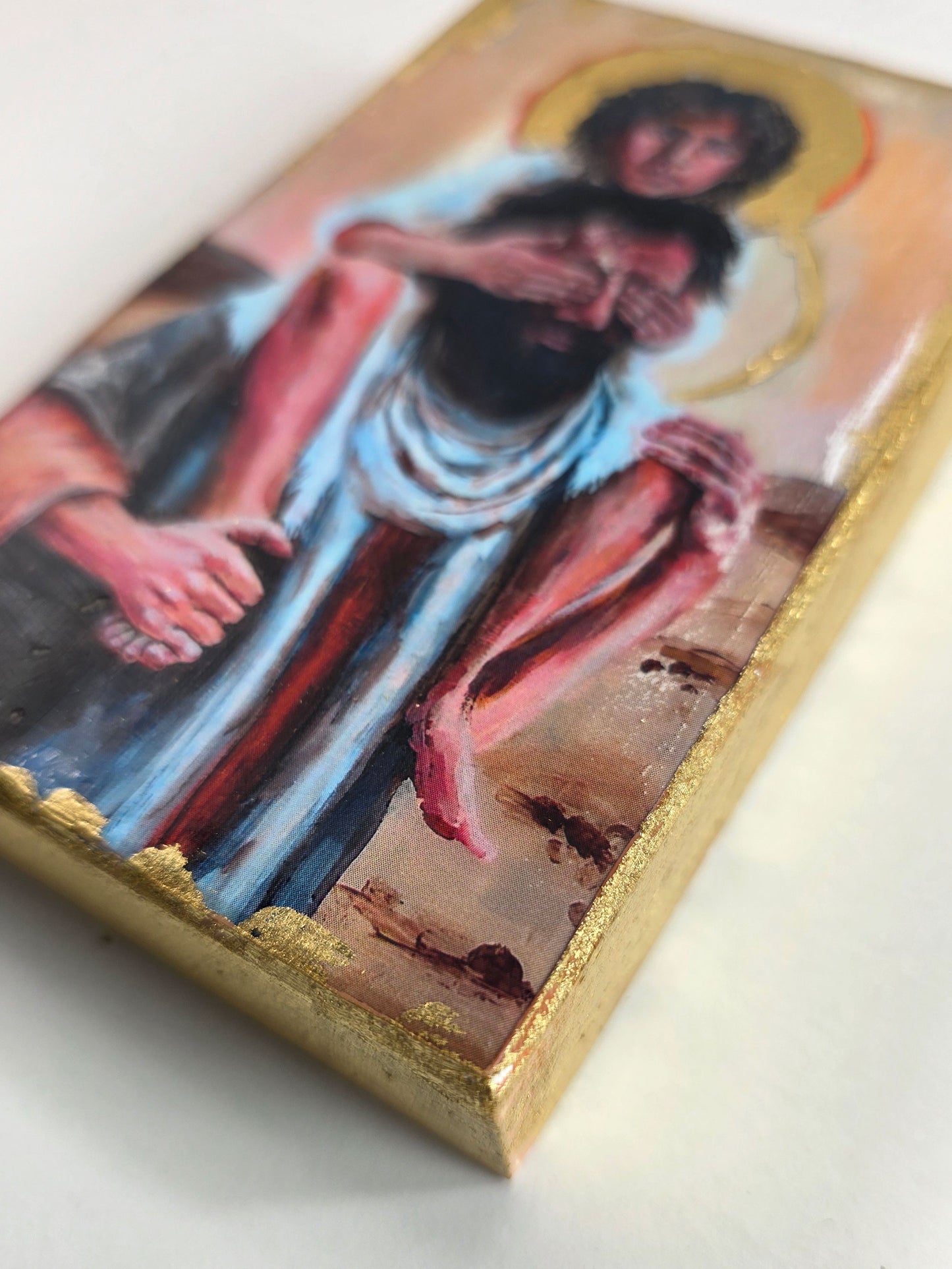 Jesus and Joseph - mix media Icon