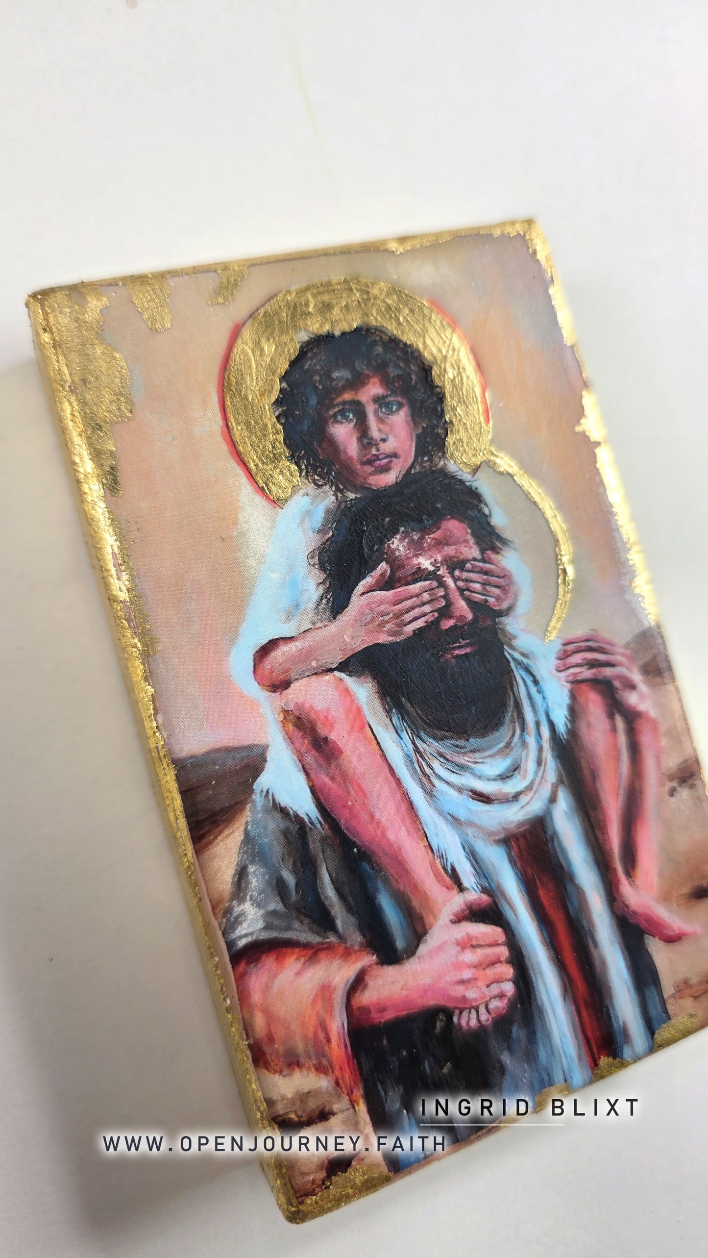 Jesus and Joseph - mix media Icon