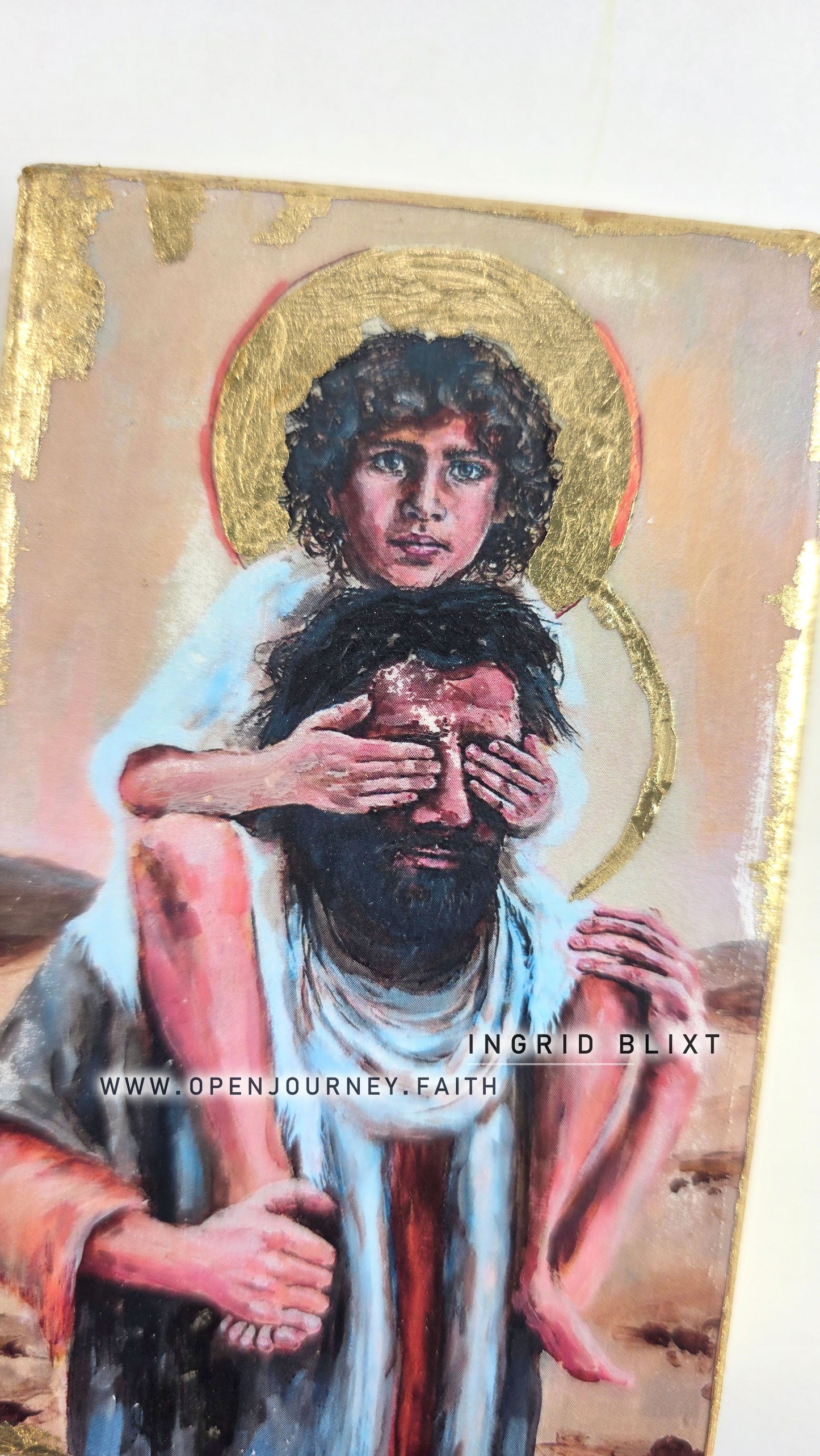 Jesus and Joseph - mix media Icon