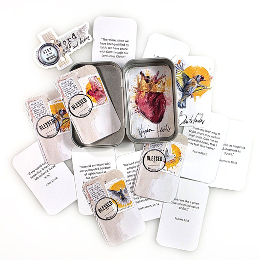 Beatitudes 2  - Bible Verse cards with option of Tin Box