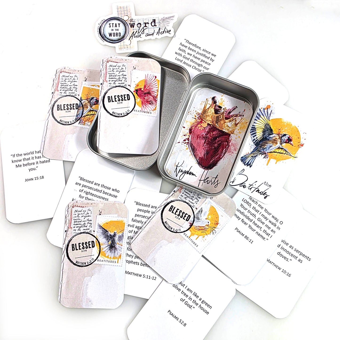 Beatitudes 2  - Bible Verse cards with option of Tin Box