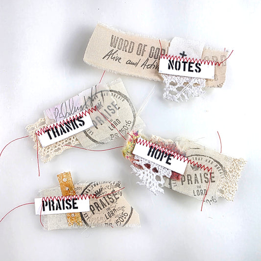 Sewn journaling word elements - 3 piece