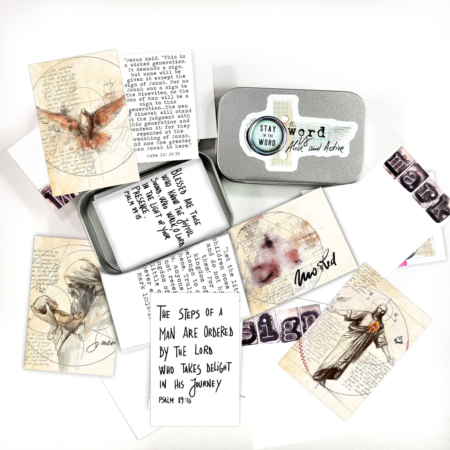 MARKS 2 - Bible Verse cards with option of Tin Box