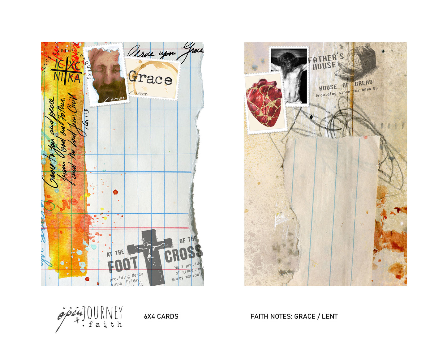 GRACE-LENT-  set of 18 JOURNALING CARDS  mix