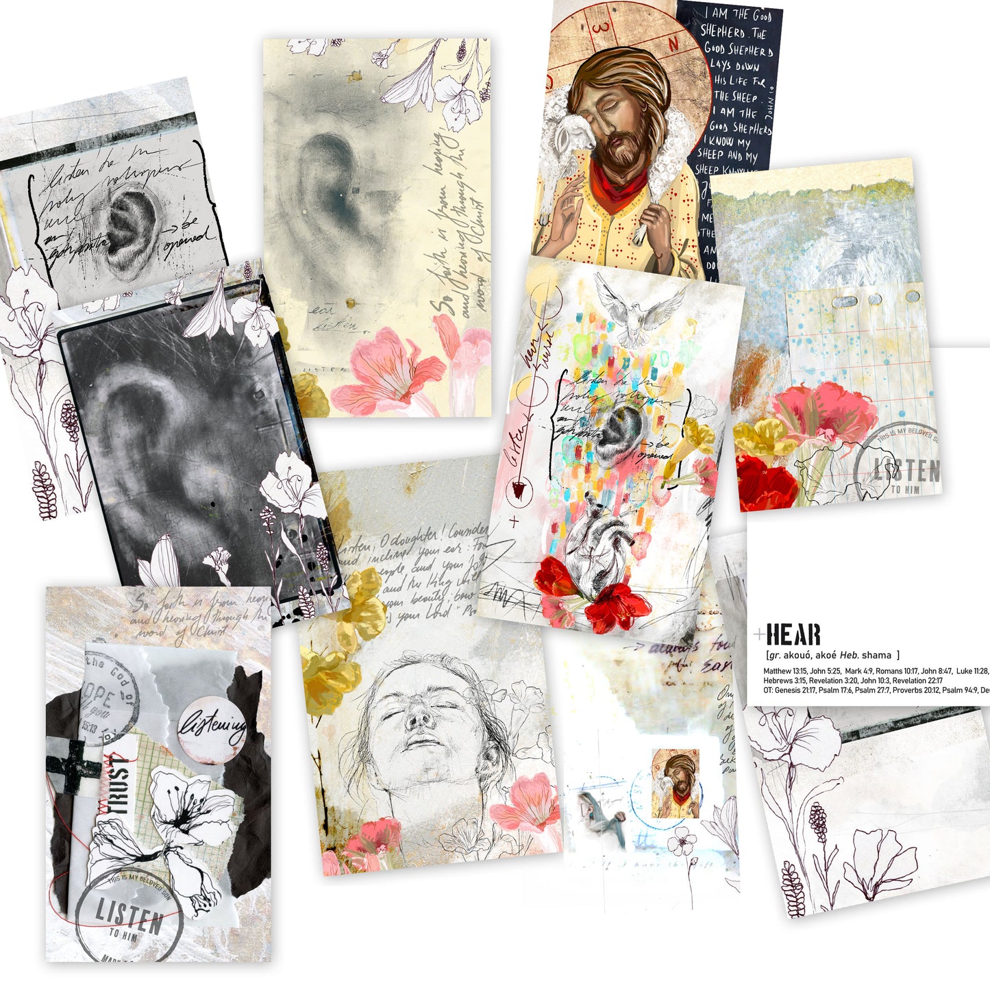 LISTEN kit ADD ON  - Journaling Stickers and cards- digital download