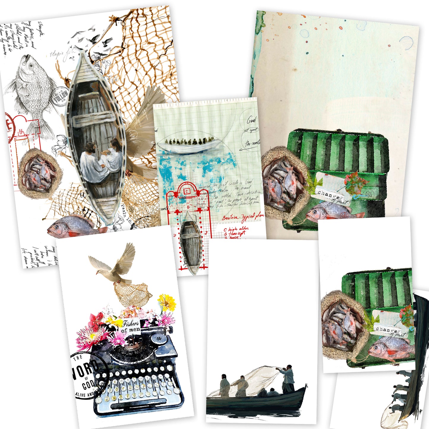 Fishers of Men - ADD on - set of 8 journaling cards mix