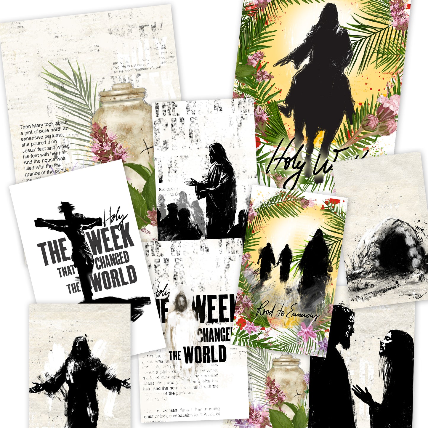 HOLY WEEK kit ADD ON  - Journaling Stickers and cards- digital download