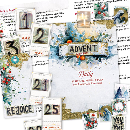 ADVENT- Daily ADVENT- Journaling Stickers, Advent Scripture Reading Plan and cards