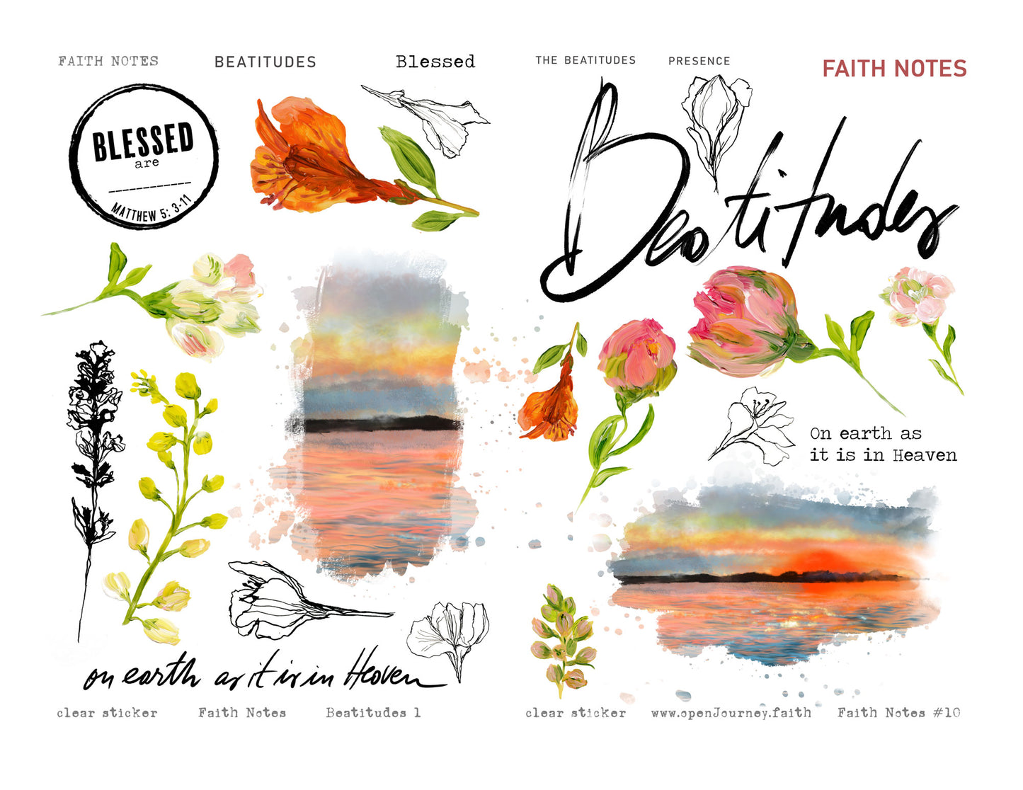 'Beatitudes 1' KIT Digital Download -Bible Journaling kit Faith Notes series