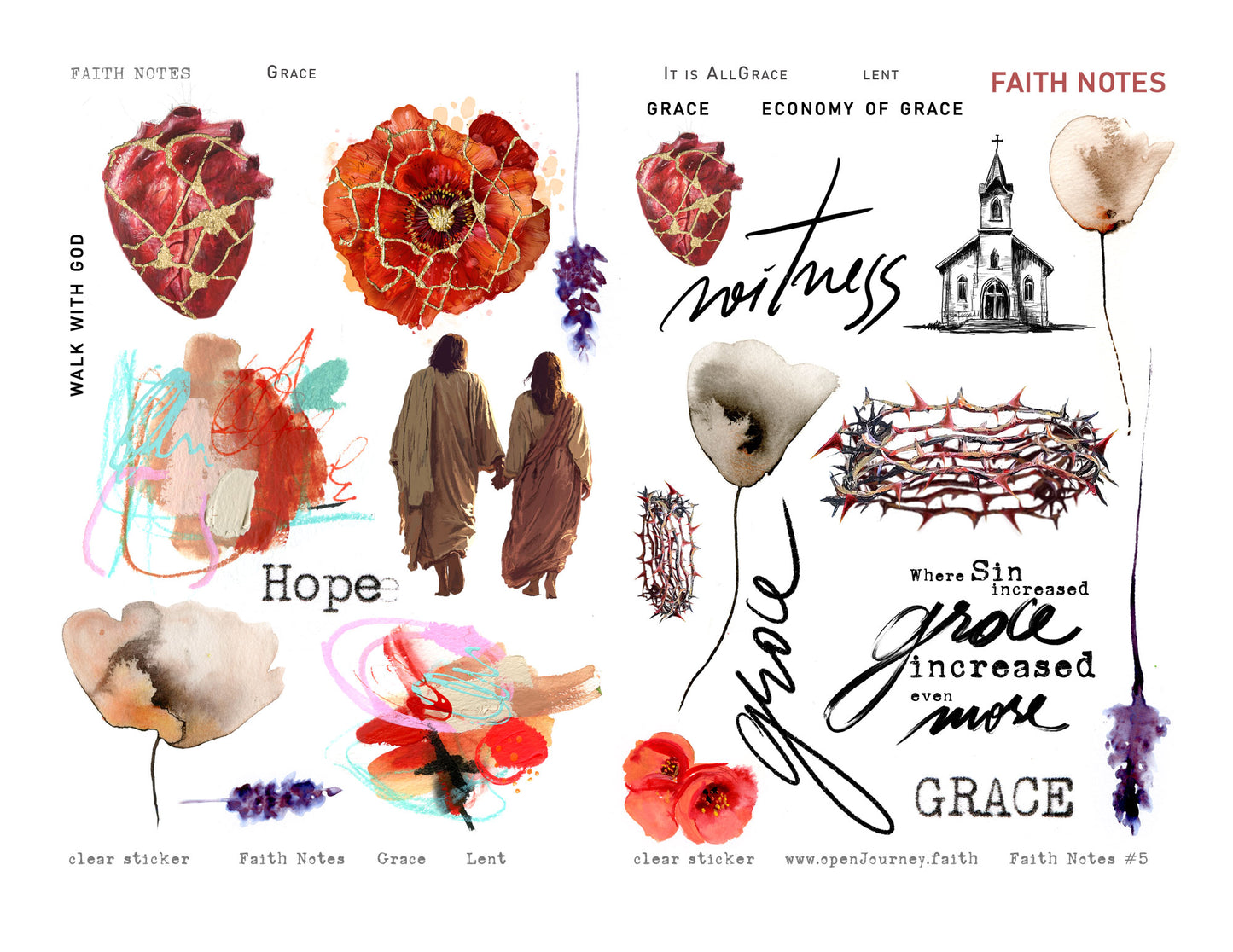 GRACE-LENT KIT Digital Download -Bible Journaling kit Faith Notes series