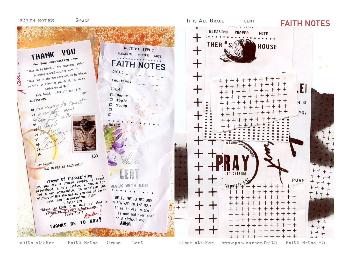 GRACE-LENT KIT Digital Download -Bible Journaling kit Faith Notes series