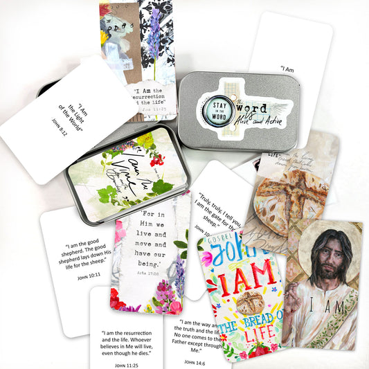 I AM  - Bible Verse cards with option of Tin Box