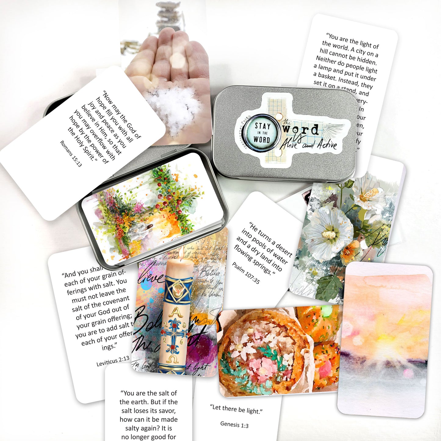 SALT & LIGHT  - Bible Verse cards with option of Tin Box