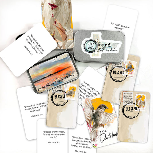 Beatitudes 1  - Bible Verse cards with option of Tin Box
