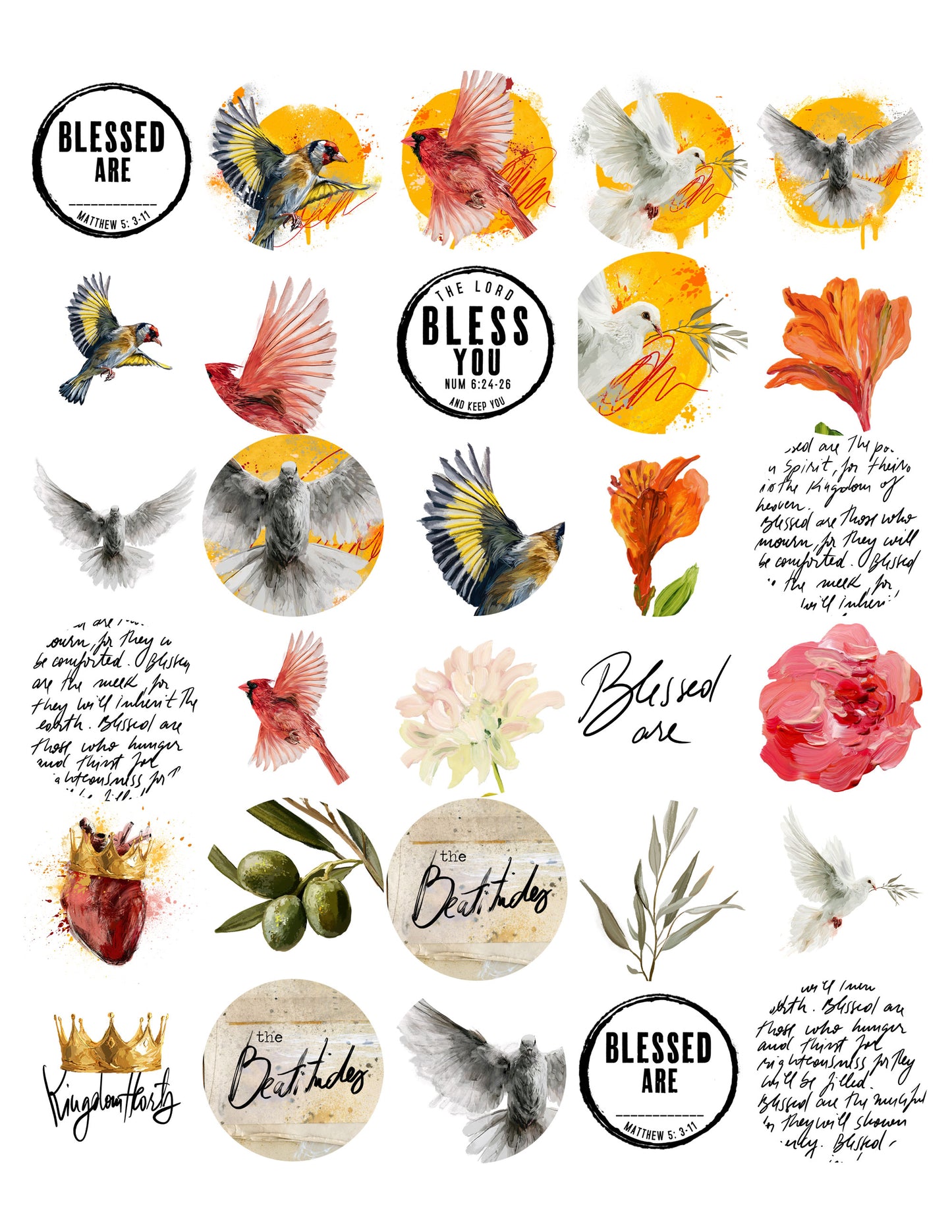 Beatitudes 2- Add-ons DIGITAL DOWNLOAD: Journaling Stickers and card sets