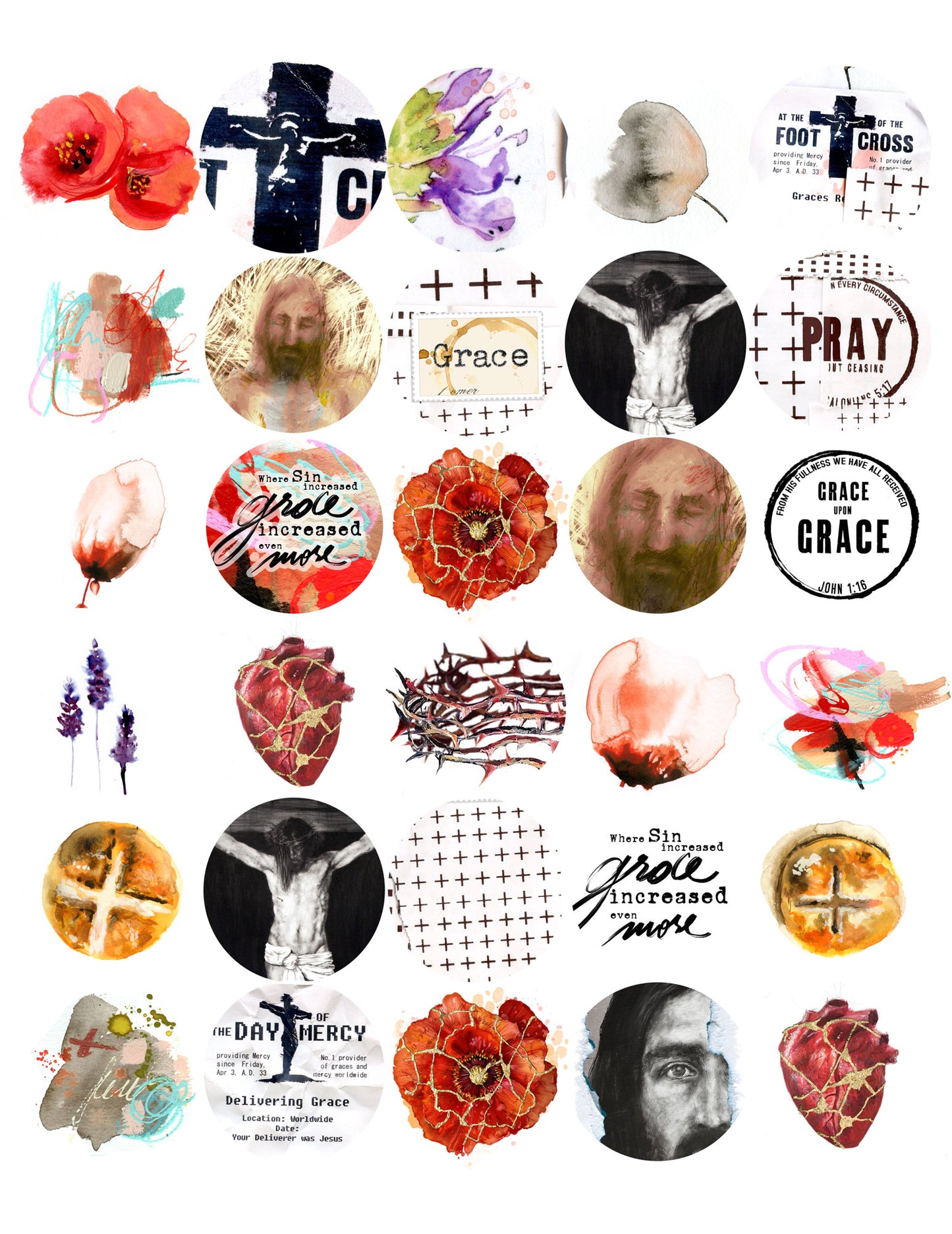 GRACE-LENT sticker pack - variety stickers for Bible Journaling