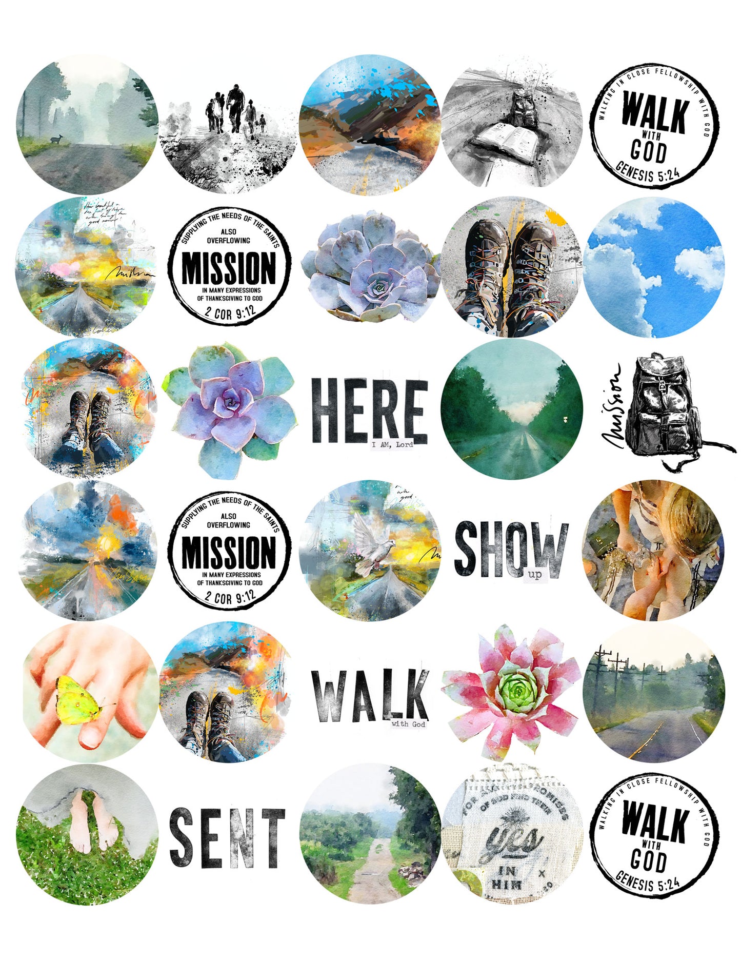 Mission sticker pack - variety stickers for Bible Journaling