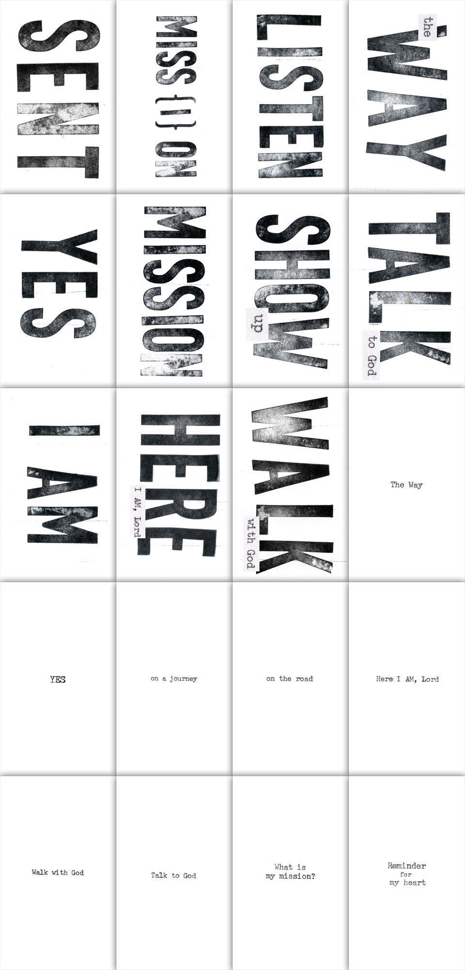 Mission-  set of 21 Journaling Index Word cards