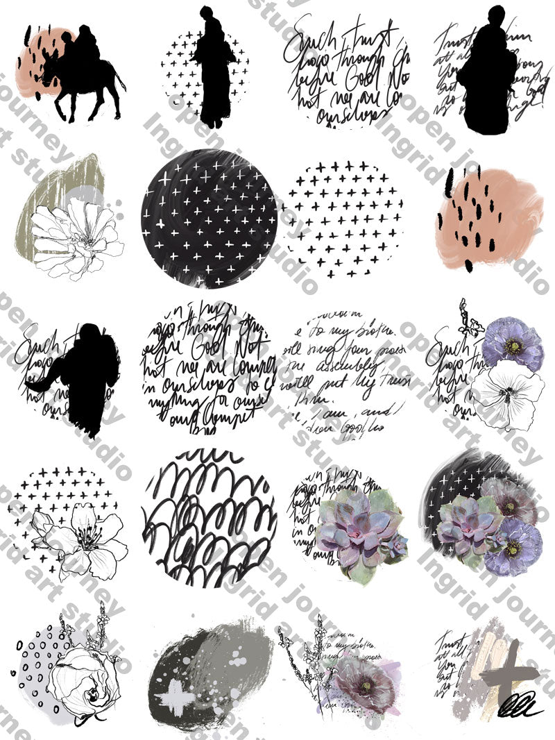 ADD ON Beautiful 5 TRUST - Journaling Post Stamps and Stickers - digital download