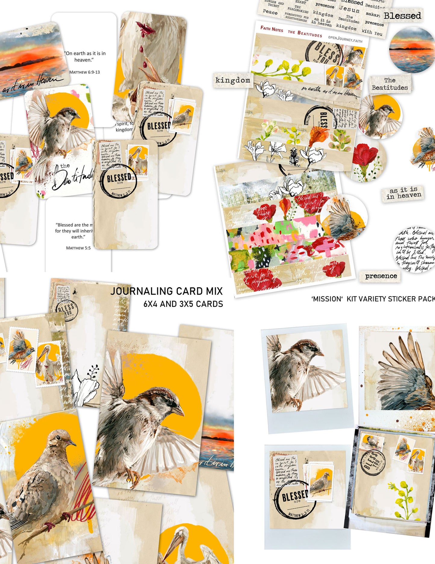 Beatitudes 1- Add-ons DIGITAL DOWNLOAD: Journaling Stickers and card sets