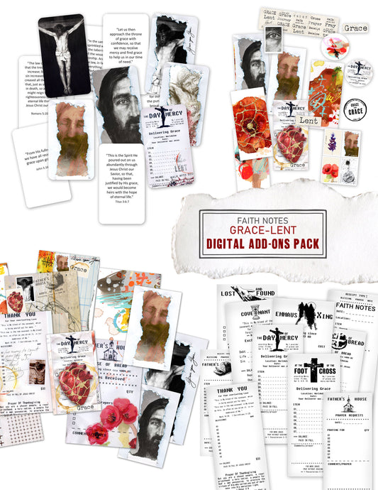 GRACE-LENT- Add ons DIGITAL DOWNLOAD: Journaling Stickers, Receipts and cards