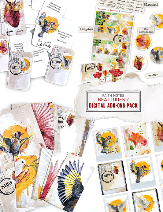 Beatitudes 2- Add-ons DIGITAL DOWNLOAD: Journaling Stickers and card sets