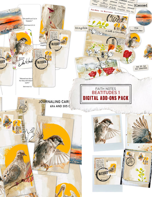 Beatitudes 1- Add-ons DIGITAL DOWNLOAD: Journaling Stickers and card sets