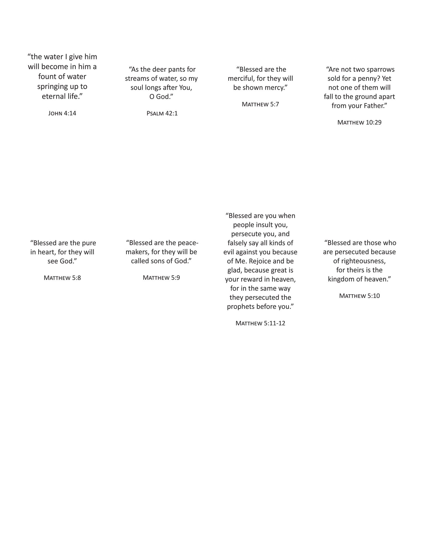 Beatitudes 1  - Bible Verse cards with option of Tin Box