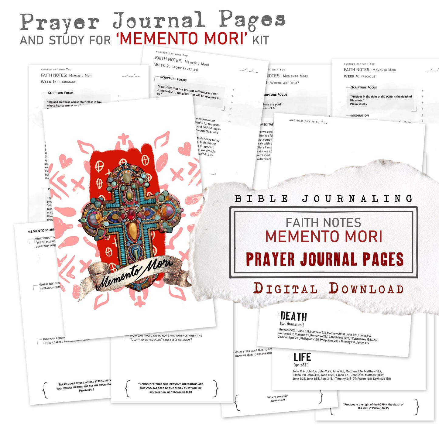 MEMENTO MORI kit Prayer Journal pages