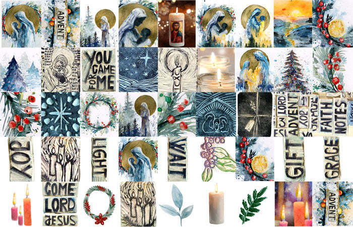 ADVENT- Journaling Stickers, Advent Scripture Reading Plan and cards- digital download